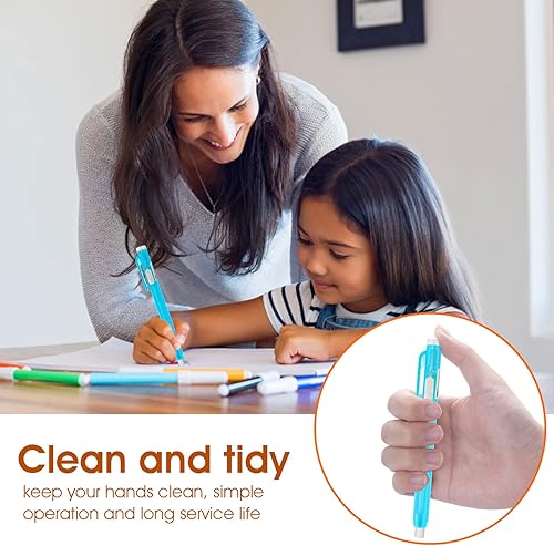 Miniatura 2 de Juego de 12 borradores estilo bolígrafo, 6 borradores retráctiles duraderos + 6 borradores, buen efecto de limpieza para niños, estudiantes,