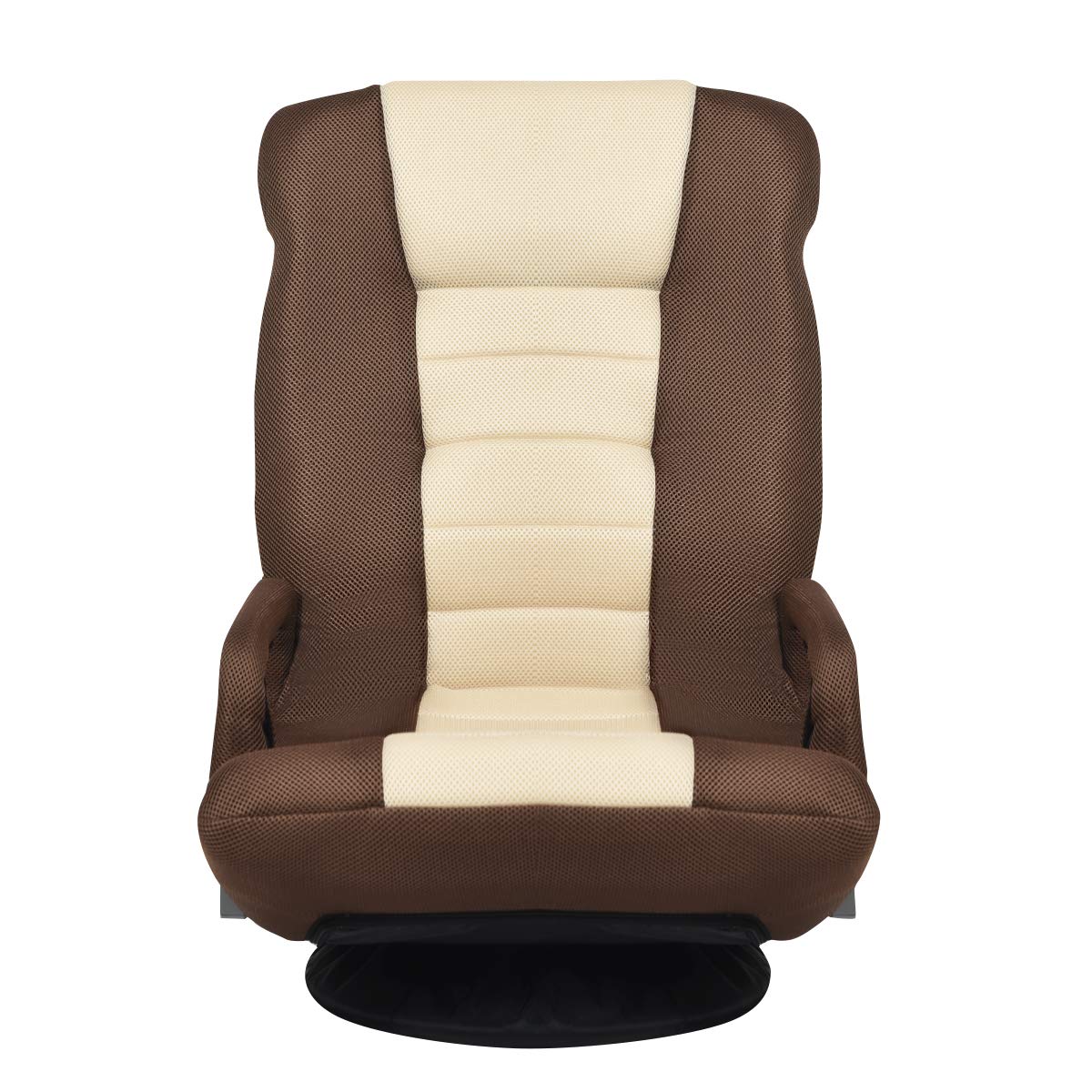 GOPLUS Sillón Relax Plegable Giratorio 360° | Silla Perezosa con Respaldo Ajustable en 5 Posiciones, Reposabrazos, 85 x 75 x 55 cm, Carga 120 kg (Marrón)