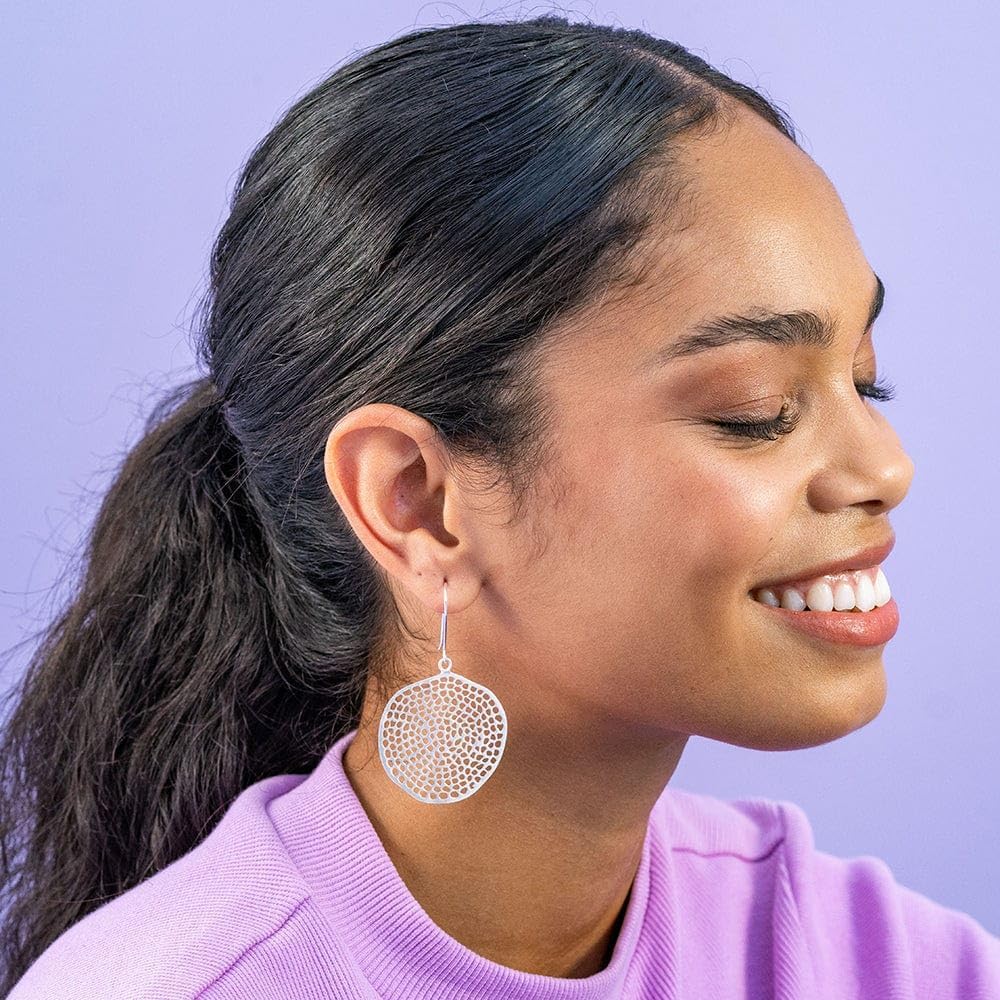 INK+ALLOY Dangle Earrings for Women, Disc Earrings, Gretchen Brass Metal Statement Earrings, Hypoallergenic Handmade Jewelry for the Modern Bohemian, 2.5-Inch L