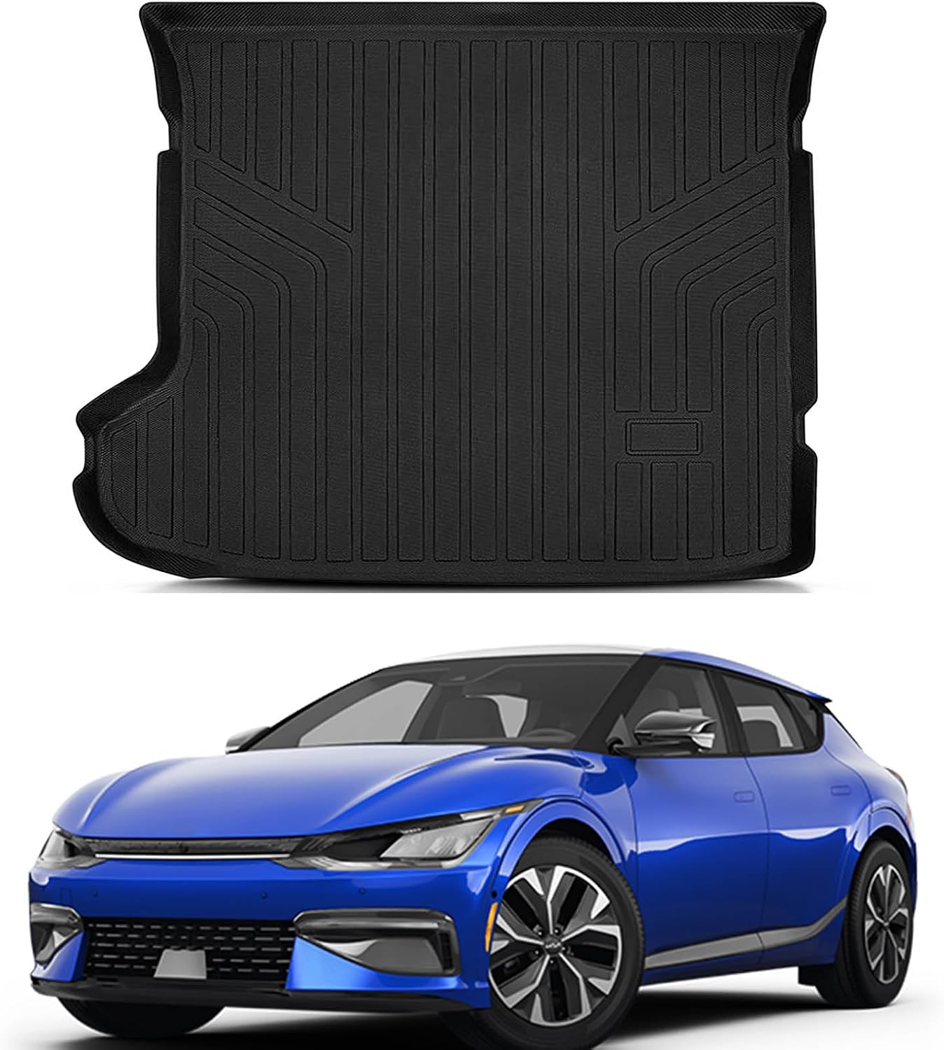 PSLER Rear Trunk Mat Cargo Liner for Kia EV6 2022 2023 Custom Fit Car Trunk Mat Cargo Mat for Kia EV6 Accessories All Weather Trunk Liner Floor Mats