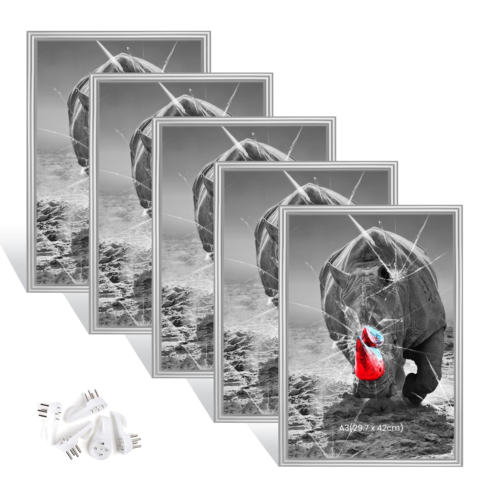 Dmyifan 5er Bilderrahmen Set Fotorahmen, Plexi-Glas Portraitrahmen Mit Nahtloser Haken, Wohnzimmer zum Stellen und Hängen