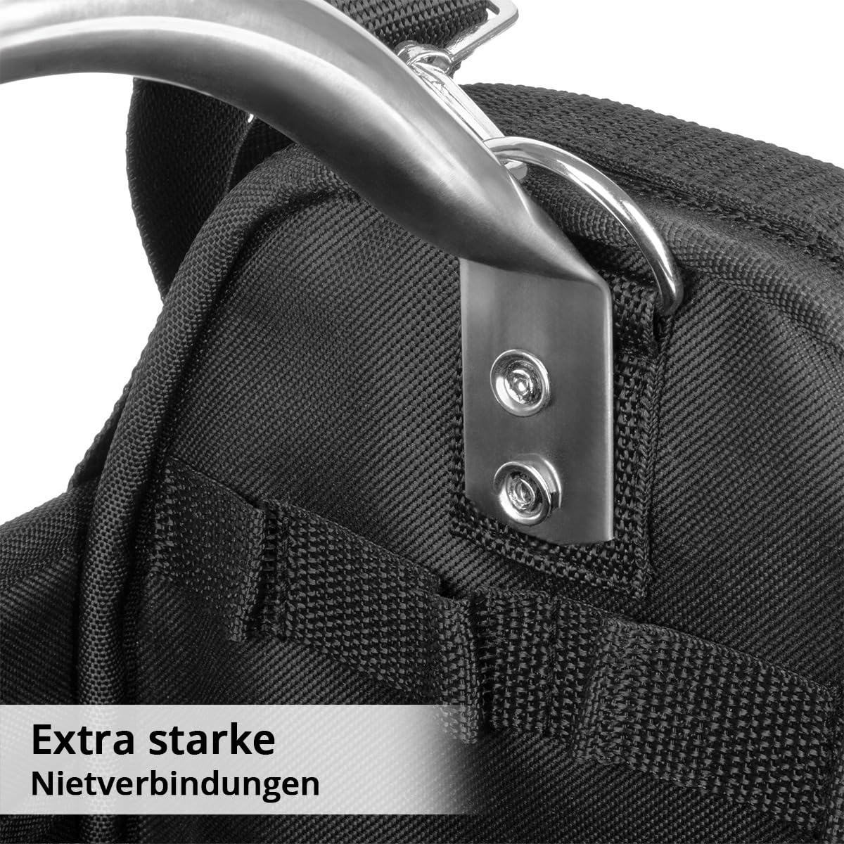 STAHLWERK Werkzeugtasche - 18 Außentaschen, 10 Innentaschen, robuste Installateur-Tasche, tragbarer Werkzeugkoffer, Montagetasche mit Tragegriff und Schultergurt, strapazierfähiges Polyester-Gewebe