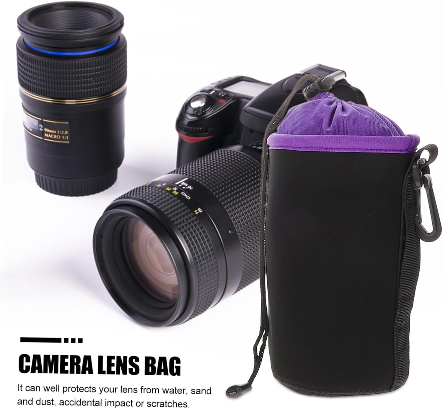 Toddmomy Waterproof Camera Lens Bags Set Travel Lens Protector Pouches with Drawstring Closure Thickened Fleece Lining Four Sizes S/m/l/xl and Protection