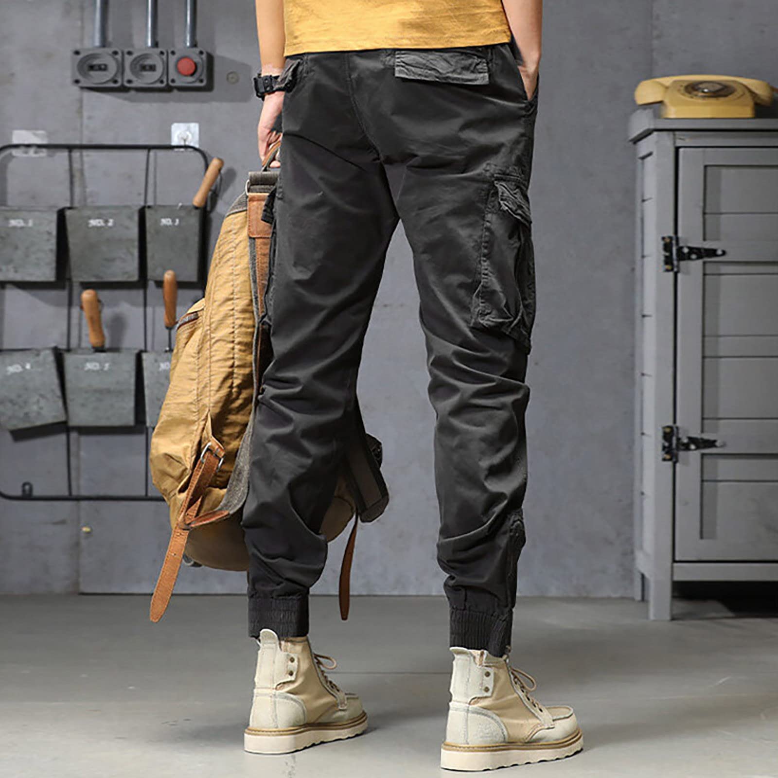 Pantalon De Travail Homme Hiver Militaire en Coton Poche Hommes Cargo avec Poches A Fermeture Eclair Jogging Shorts Et Bermudas pour Randonnée Voyage Loisirs Quotidien