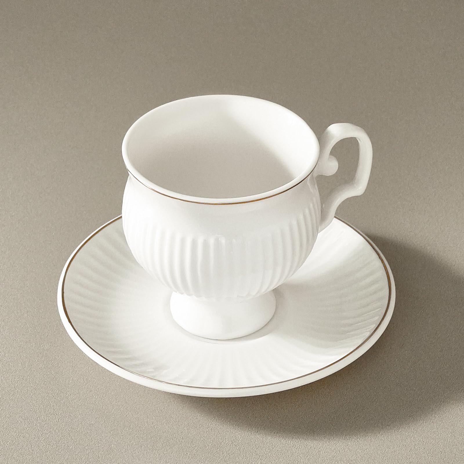 KARACA Set di 6 tazzine da caffè in porcellana, 12 pezzi, 100 ml, oro bianco, design moderno
