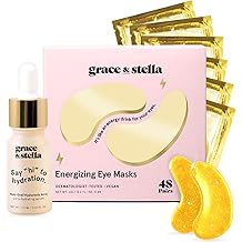 grace &amp; stella Award Winning Under Eye Mask - Early Christmas Gift Ideas, Gifts for Women- Undereye Patches for Dark Circles, Puffiness, Wrinkles (Gold Eye Mask 48 Pairs + Hyaluronic Acid Serum 17ml)