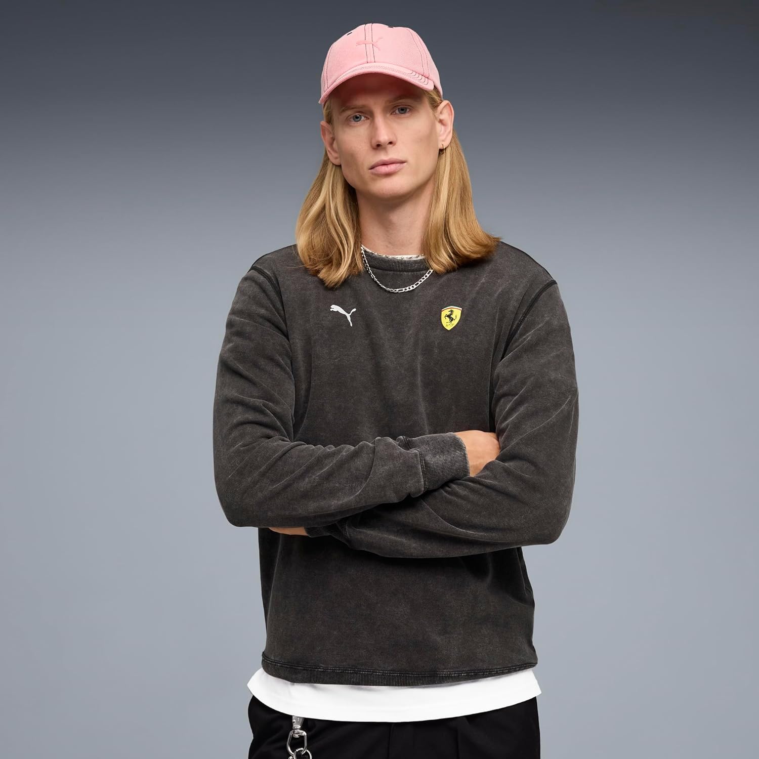 PUMA Mens Scuderia Ferrari Graphic Crew Neck Sweatshirt Casual - Black