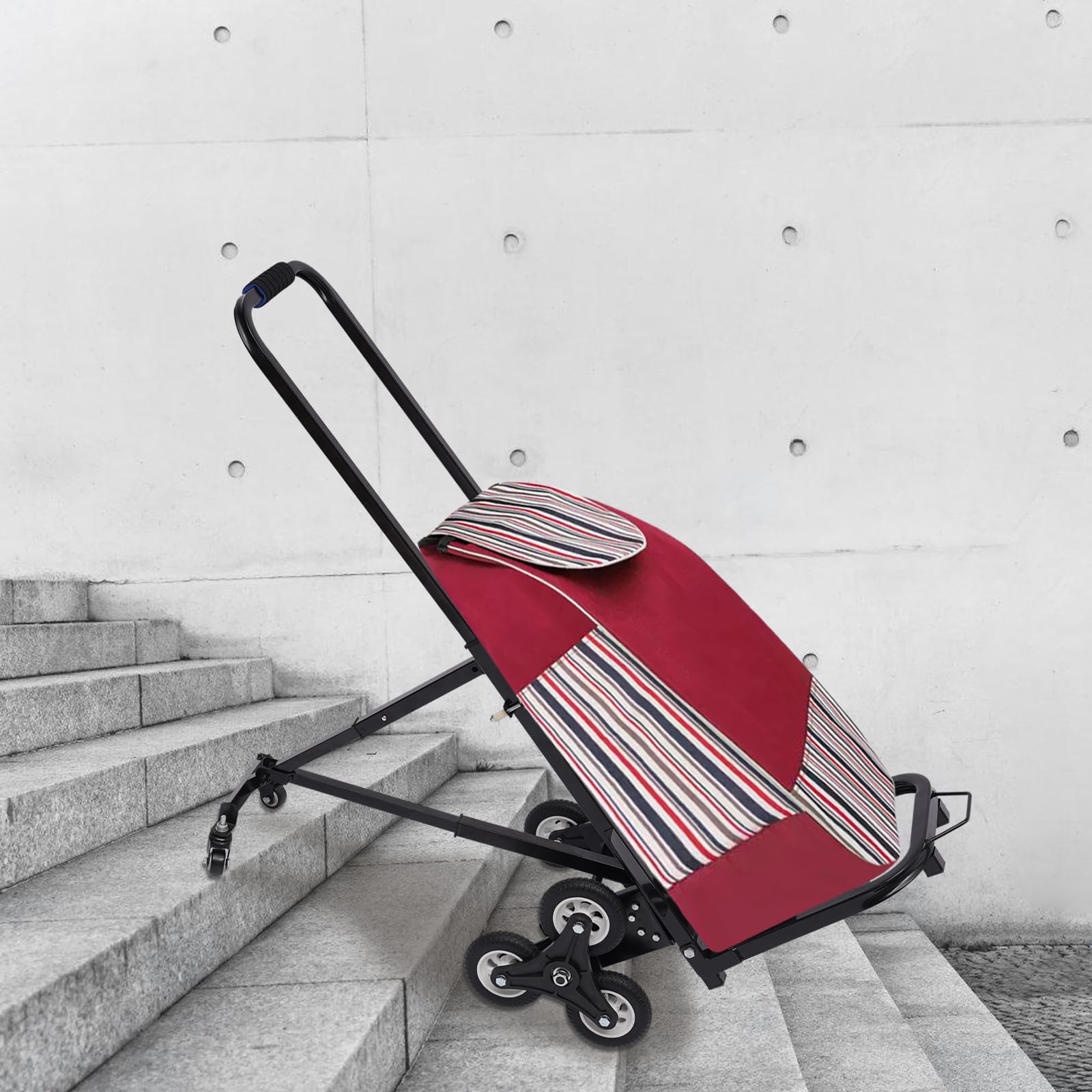 Treppensackkarre klappbar Treppensteiger-Transportkarre höhenverstellbar Sackkarre Plattformwagen für Lagerhäusern, Flughäfen, Einkaufszentren