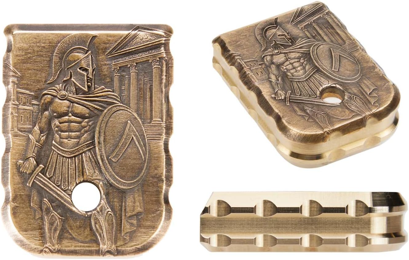 NDZ Performance 3D Engraved Brass Magazine Floor Plate for Glock Gen 1-5 Models 17 19 26 45 – Weighted CNC Base Pad – Fits 9MM and .40, Standard and Extra Thick Sizes - Made in The USA