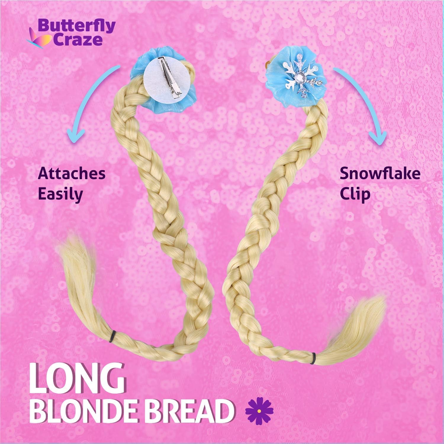 Butterfly Craze Children’s Snow Princess 4-Piece Accessory Set – Includes Tiara, Gloves, Wand and Braid – For Ice Queen Dress Up, Costume Parties and Playtime : Clothing, Shoes & Jewelry