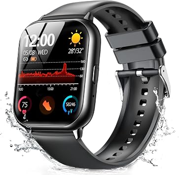 Smart Watch, 1.9-inch HD Large Screen, Activity Meter, Wristwatch, Music Playback, Exercise, Game, Telework, Multifunctional Smart Watch, 100 Exercise Modes, IP68 Waterproof, Sweatproof, Message