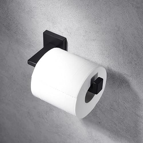 Miniatura 5 de MIYILI Juego de accesorios de baño de 3 piezas negro mate (soporte para papel higiénico, 2 ganchos para toallas) montaje en pared de acero