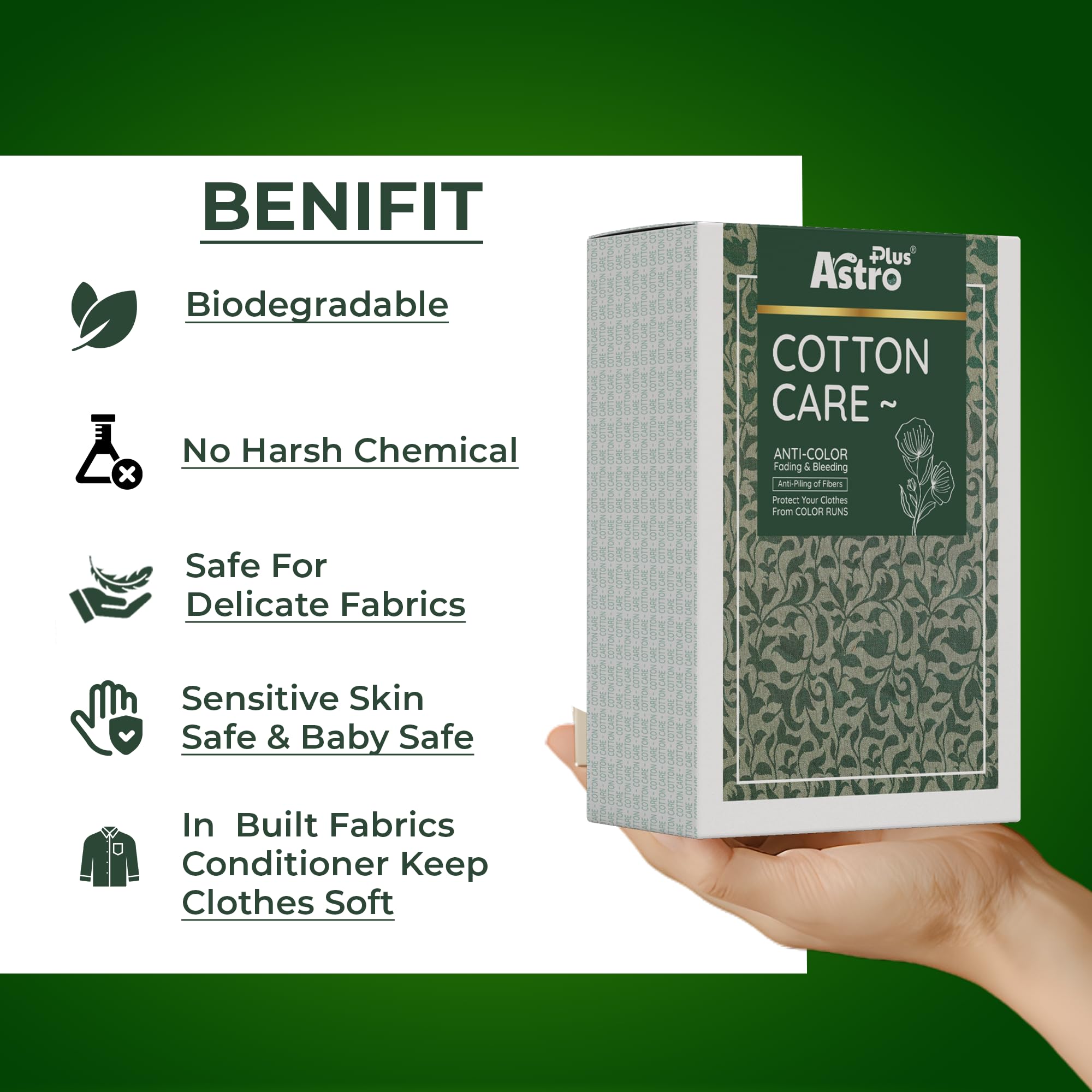 Astro Plus+ Cotton Care Wash Liquid Pouch Anti-Color Fading & Bleeding Expert Care For Cotton Ware Protect Your Clothes From Color Runs With Anti-Piling Of Fibers (5 Pouch x 40 ml each) 1