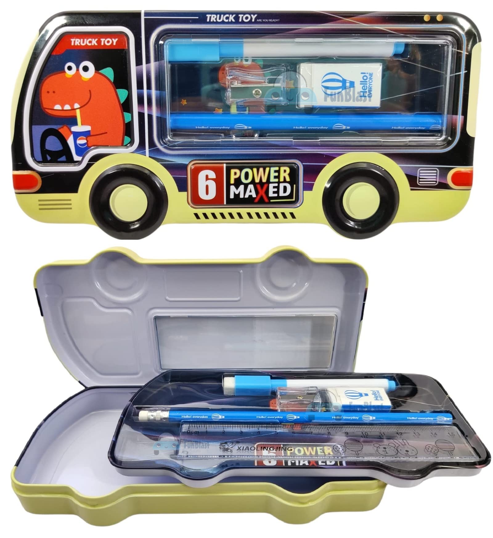 FunBlast Metal Pencil Box For Kids Bus Pencil Case With Stationery Items For Kids Geometry Box For Kids & Girls/Stationery Kit With Metal Pencil Box For Boys- Birthday Return Gift 1 Pcs (Blue) (B09SWMFXHR) Amazon Price History, Amazon Price Tracker