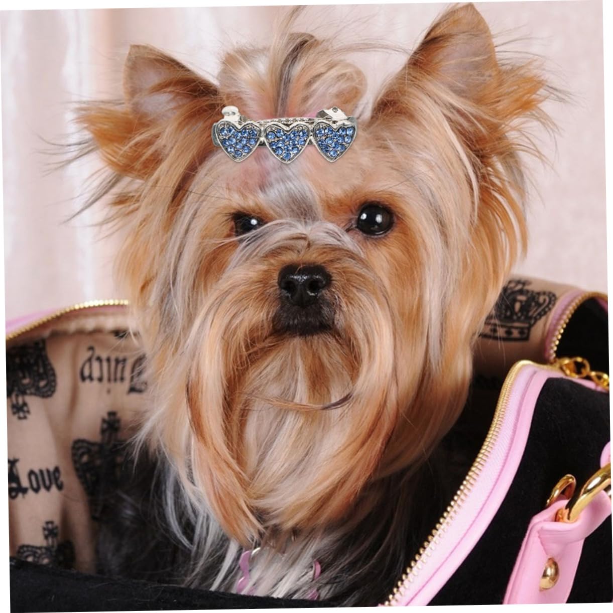 EXAOMBLE 3Pcs Rhinestone Heart Dog Hair Clips Decorative Bobby Pins for Puppies Durable Pet Accessories Elegant Hairpins for Dogs and Cats