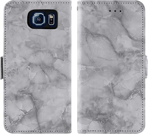 Miniatura 5 de Asuwish Funda compatible con Samsung Galaxy S6 y protector de pantalla de vidrio templado, ranura para tarjeta celular, soporte de mármol, cartera