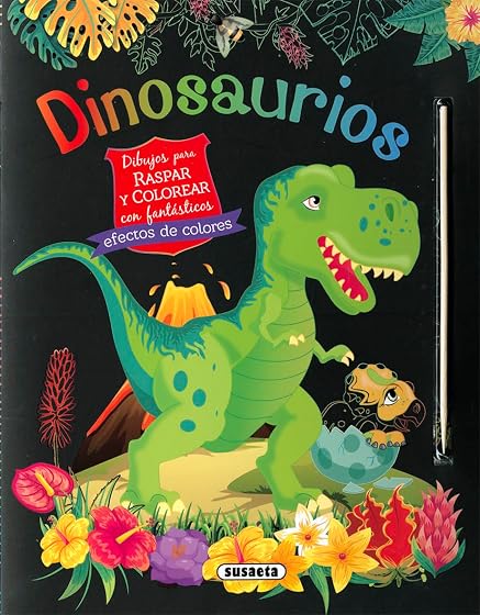Dinosaurios. Dibujos para raspar y colorear