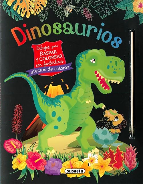 Portada de Dinosaurios. Dibujos para raspar y colorear