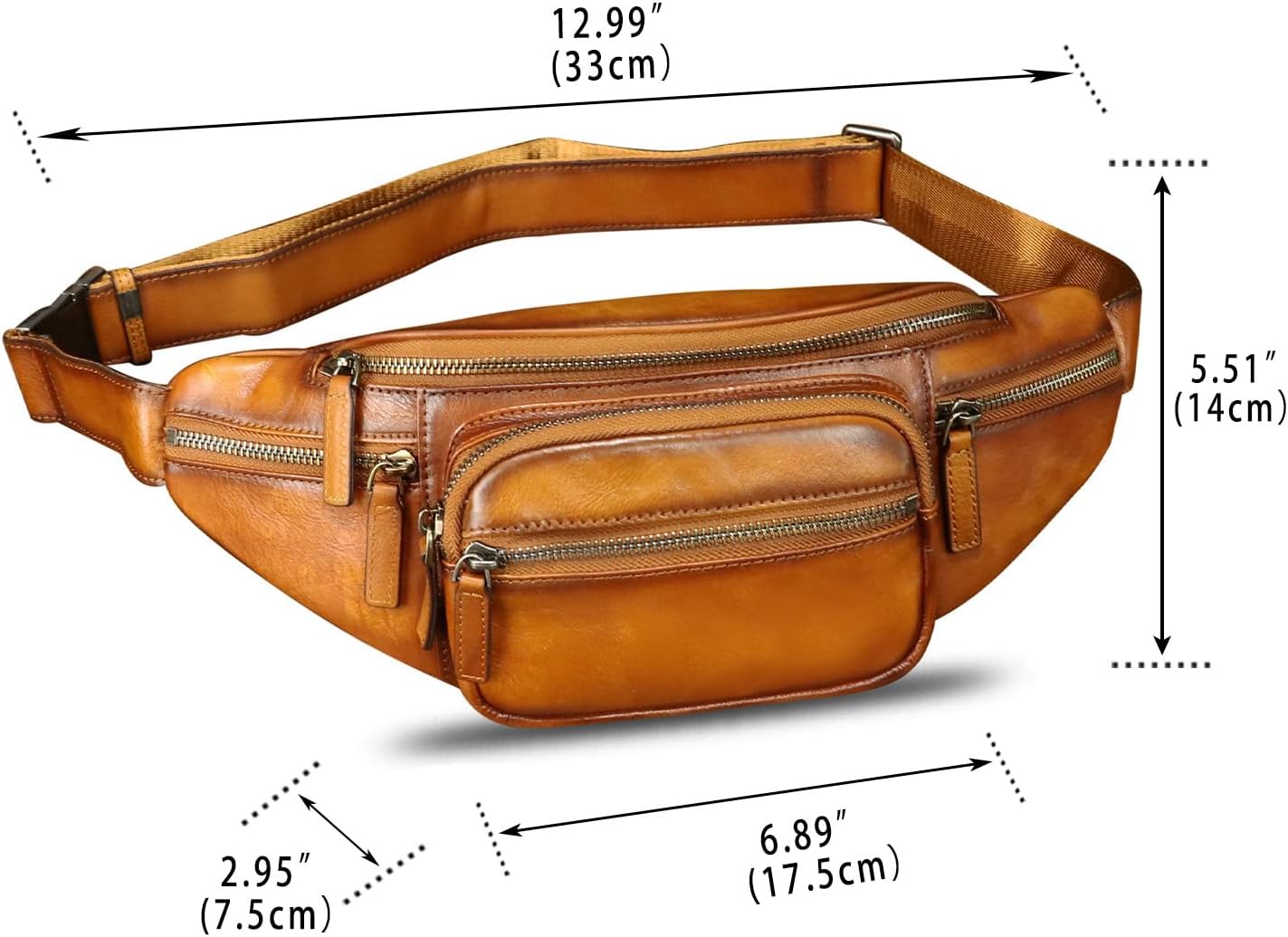 Genuine Leather Fanny Packs for Women and Men Waist Bag Vintage Hip Bum Bag Over Shoulder Crossbody Sling Bag (Brown) - Image 4