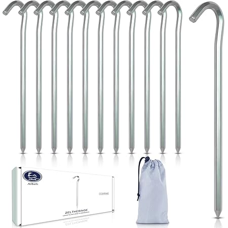 12 Zeltheringe Aus Alu – 17,8 Cm, Ultraleicht, Mit Reflektierenden Zugseilen, Für Camping & Zelt