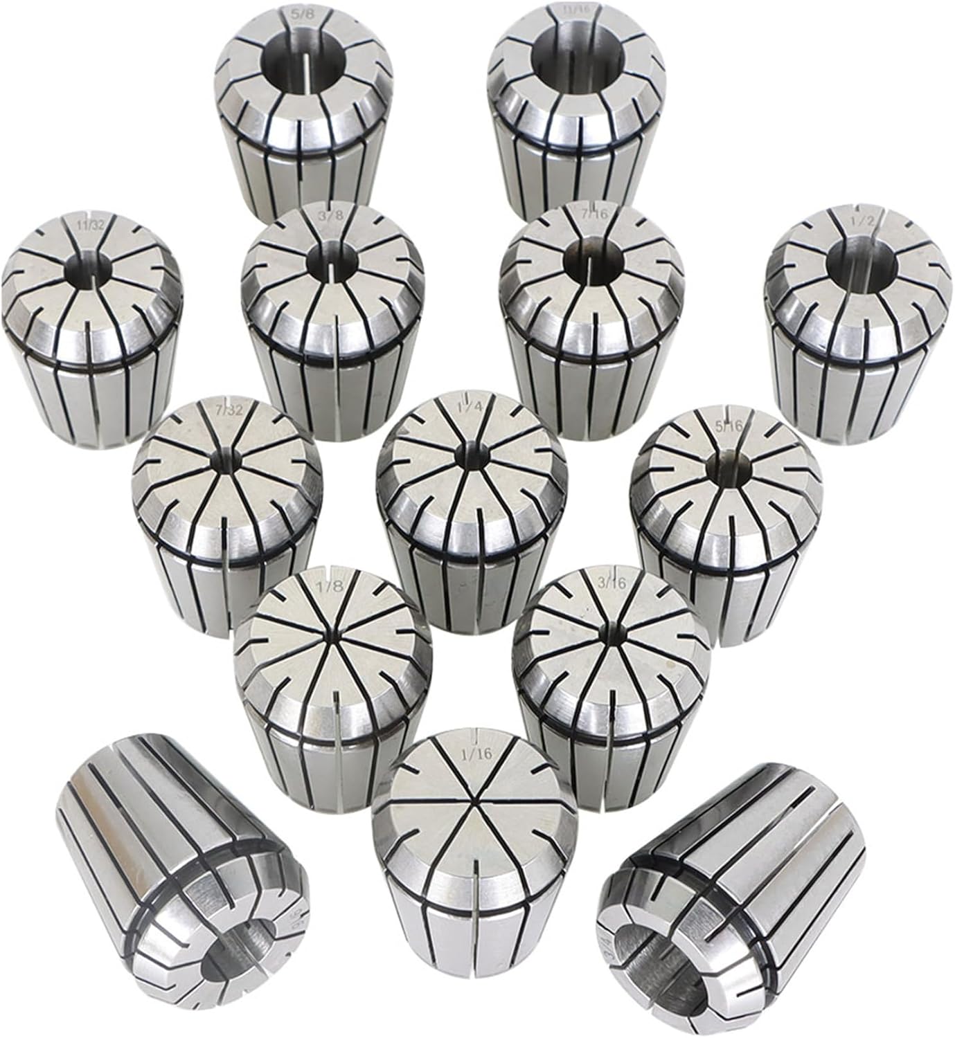 14PCS ER32 1/16 Inch-3/4 Inch Steel Spring Collet Set Fit for CNC Milling Chuck Lathe Tool Holder