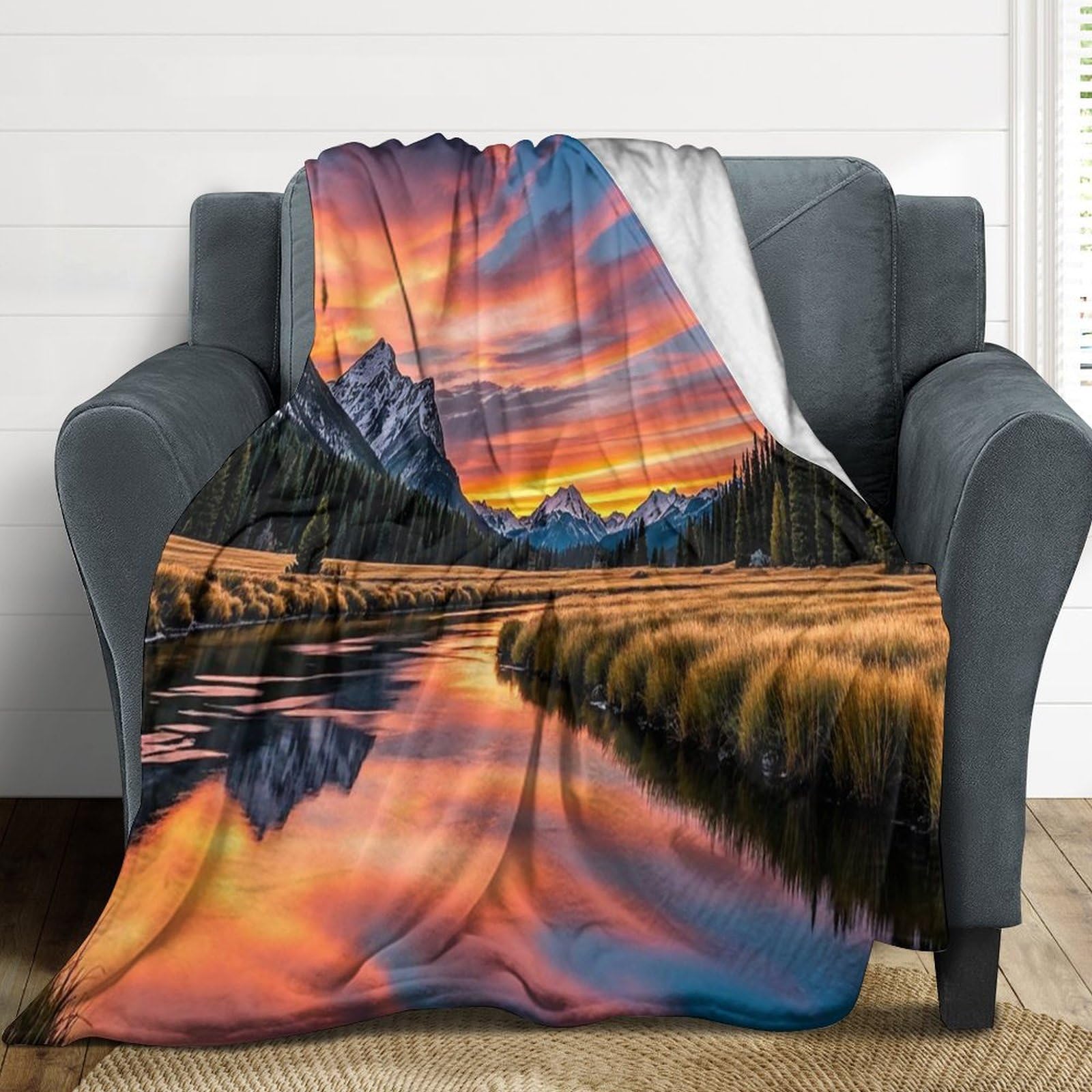 Couverture en flanelle pour camping et voyage, plaid canapé cosy nomade