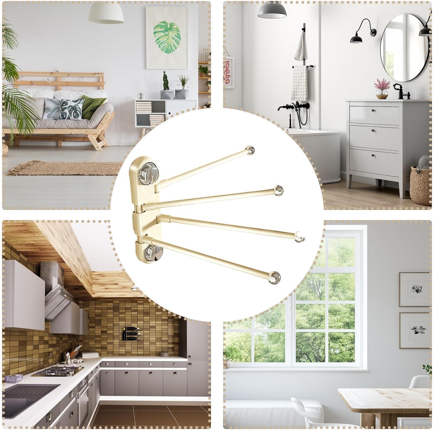 Swivel Towel Rack, Rotating Holder, 12x6 Inches No-Drill Space Saving Fixtu image 5