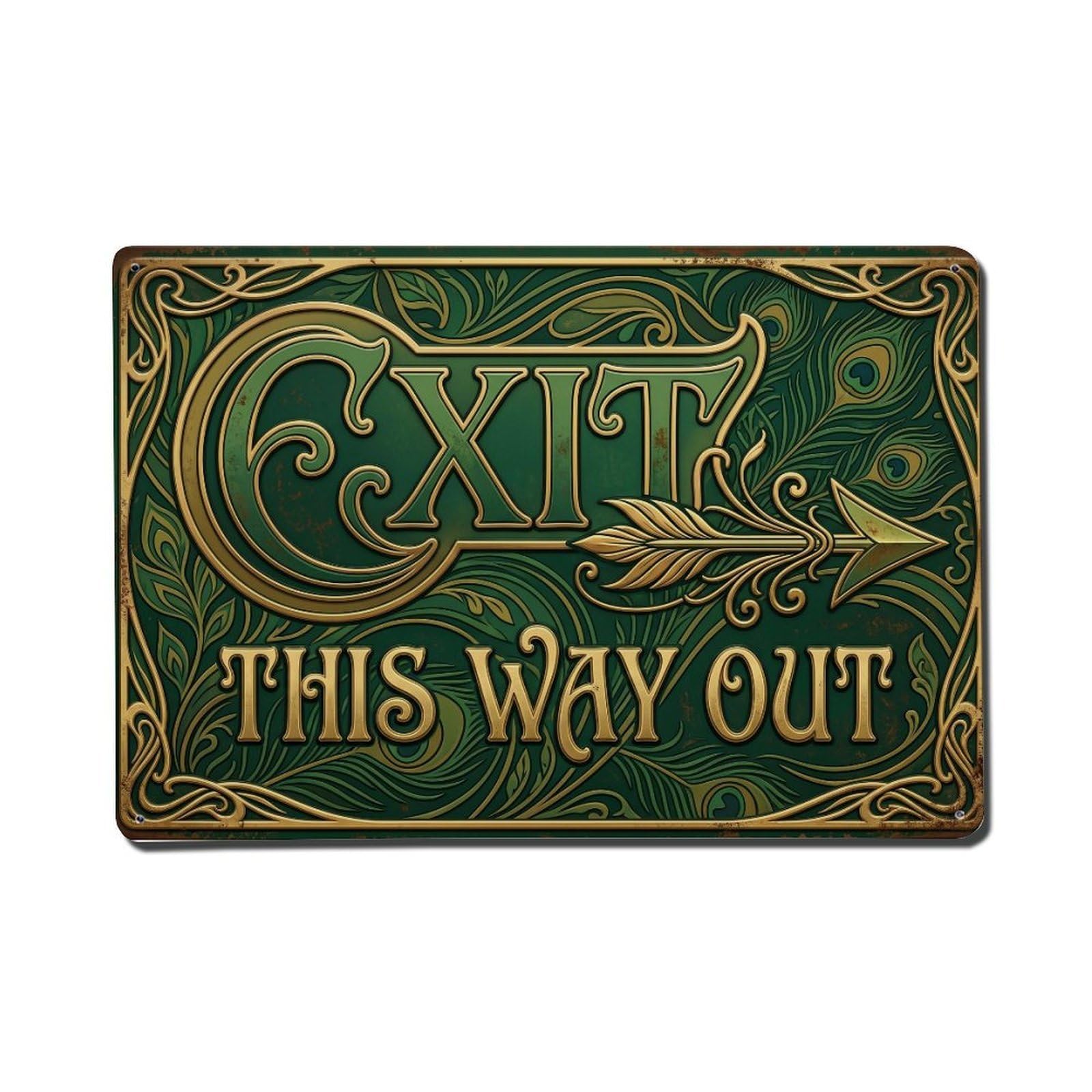 Exit This Way Out Hotel Corridor Metal Tin Sign Plaque Wall Decor for Cafe, Club Bar, Office, Home Garden Metal Poster 8x12Inch