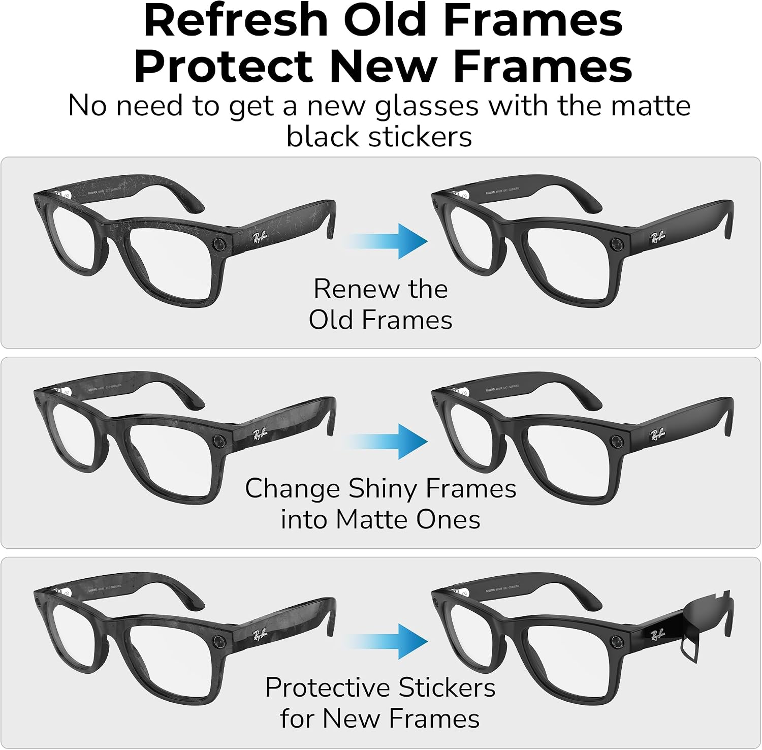 HiBloks Glasses Skin Decal Cover for Ray-Ban Meta Wayfarer/Display Glasses image 2