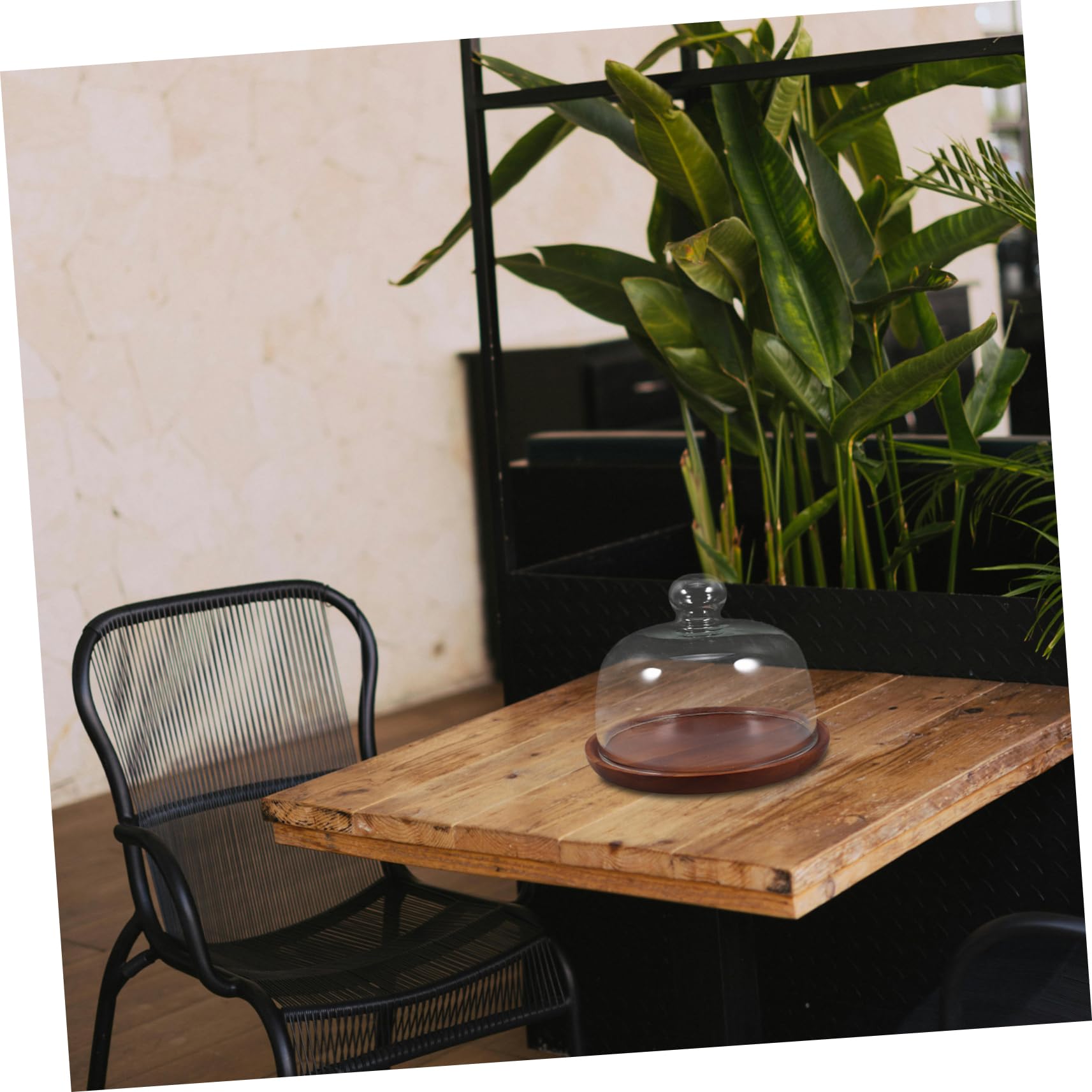 OUNONA Présentoir à Gâteaux Transparent en Bois et Verre, Plateau Café | Cupcakes et Fruits, Usage Mariage ou Bureau, 1 Pièce, Style Élégant et Délicat