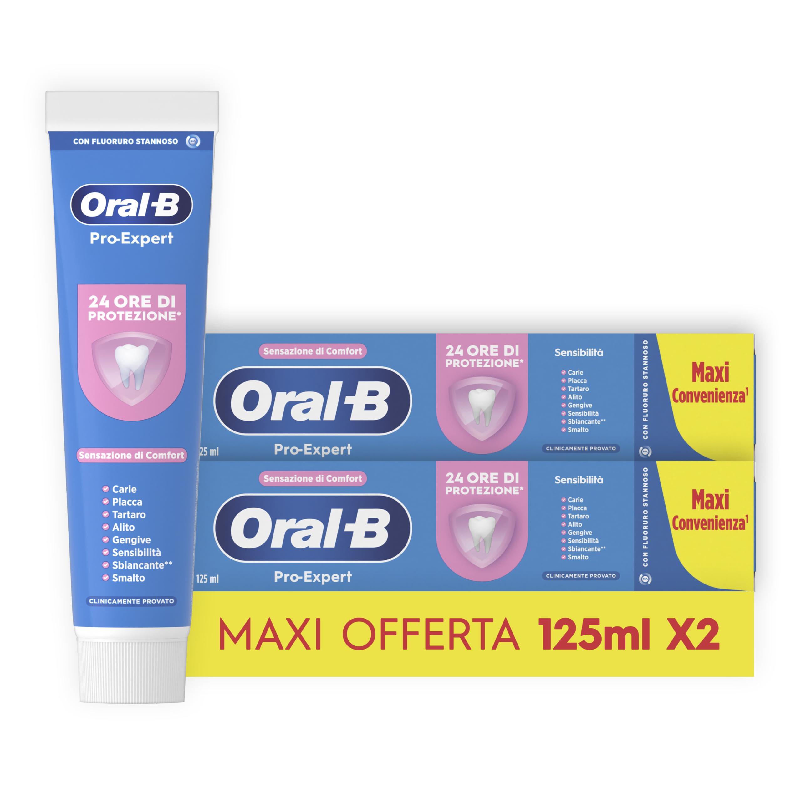 Oral-B Dentifricio Pro-Expert Sensibilità per Denti Sensibili, Eucalipto & Menta Piperita 125 ml, Previous Pro-Repair, 125ml (Confezione da 2)