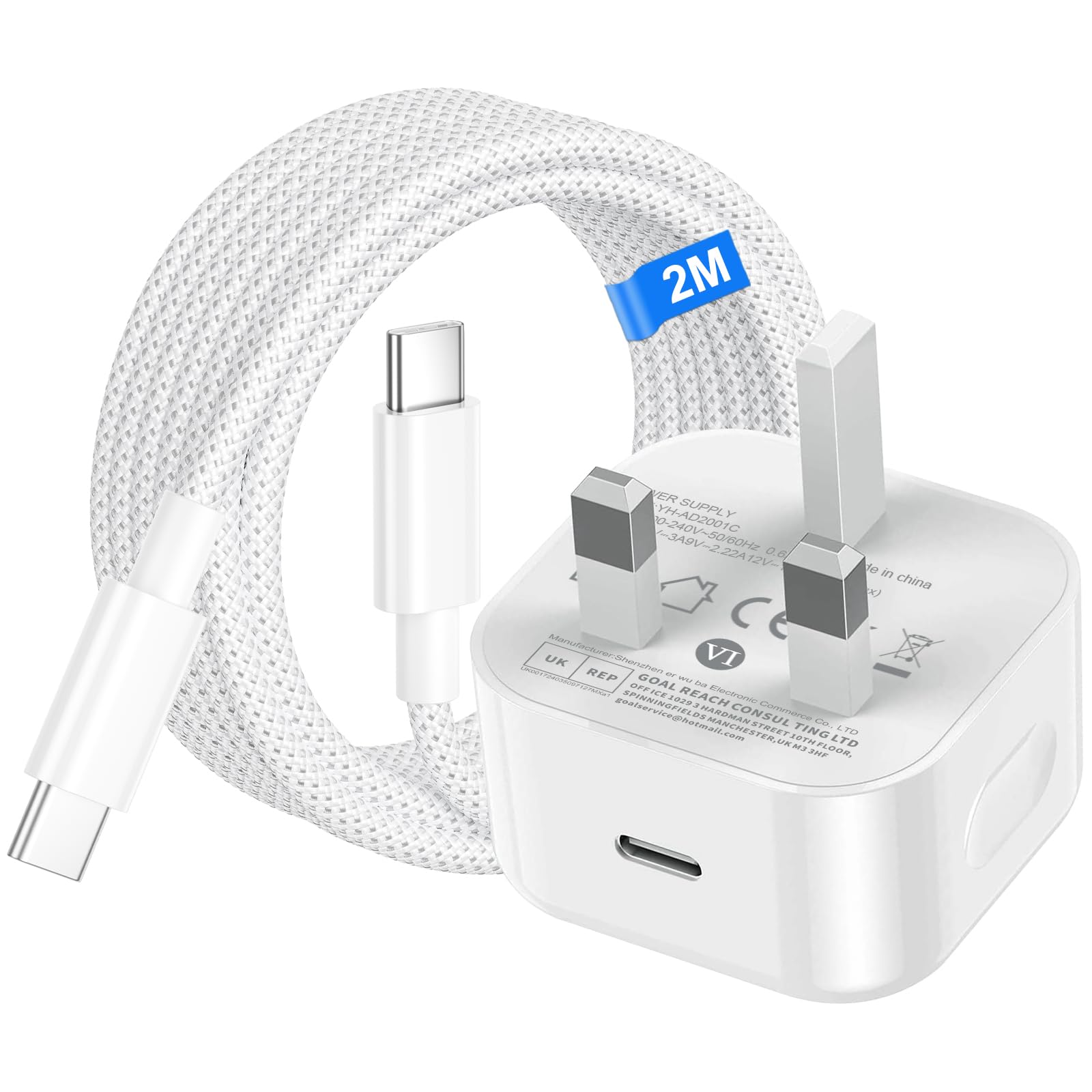 pumsan Google Pixel Fast Charger, 20W USB Type C Plug and 2M Charging Cable for Google Pixel 10/10 Pro/10 Pro XL/10 Pro Fold/9/9 Pro/9 Pro XL/9 Pro Fold/8 Pro/8/8A/7A/7/7 Pro/6A/6/6 Pro/iPhone 17 16