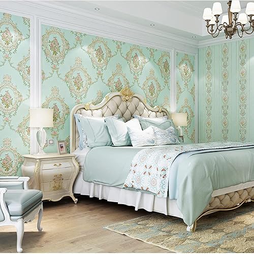 Vista 12 de Papel tapiz autoadhesivo no tejido, estilo europeo simple, damasco en relieve 3D, versión AB, papel tapiz para sala de estar, dormitorio, mesita