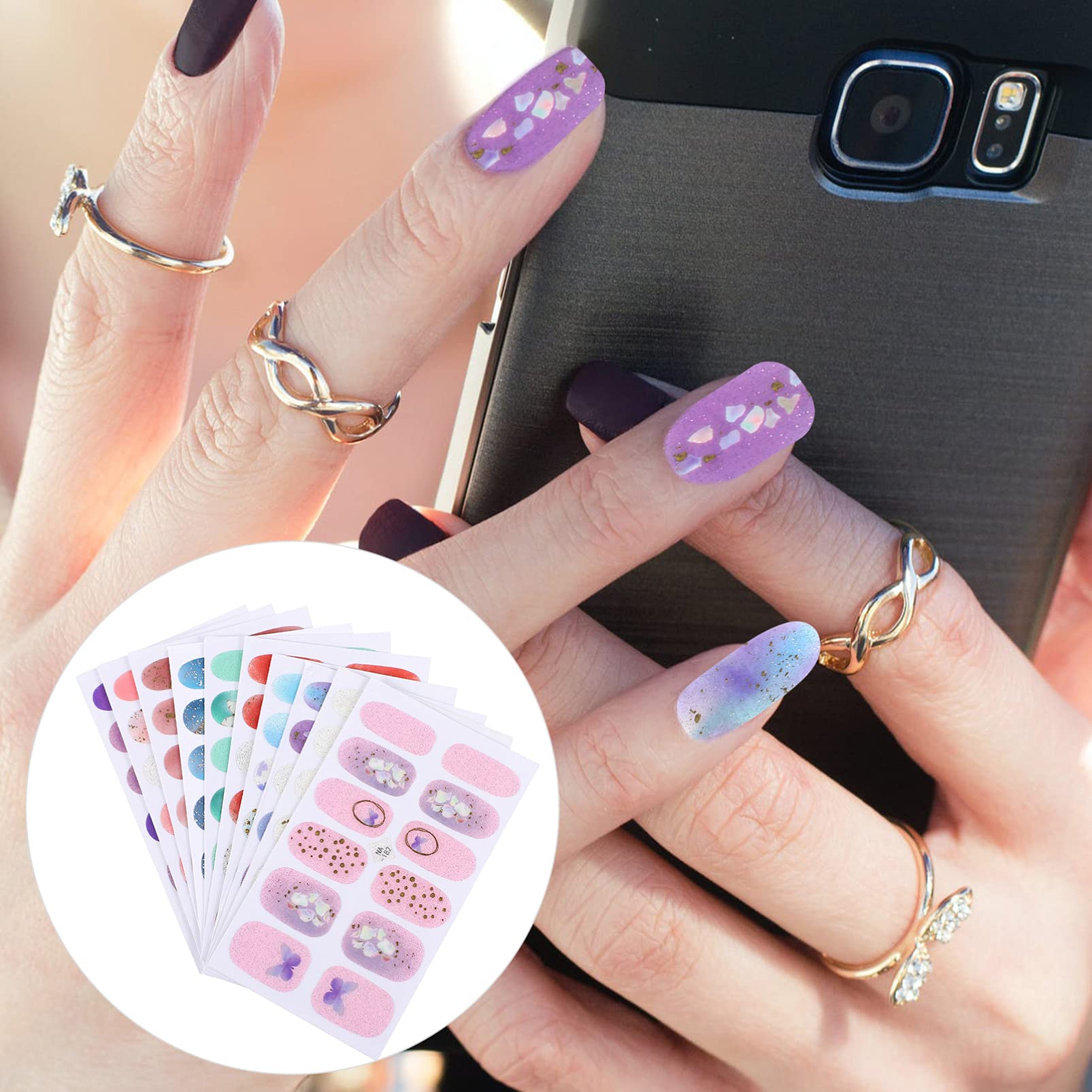 CALLARON 3 Set Adesivi per Unghie Gradiente con Decorazioni Stickers per Nail Art per Unghie Femminili Facili Applicare e Personalizzare