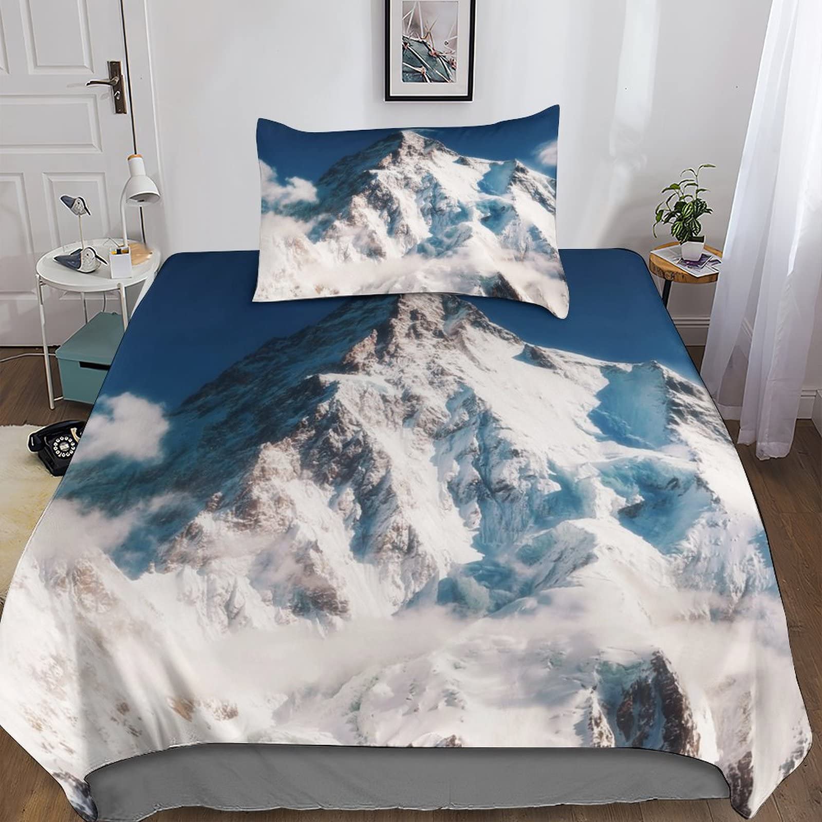 Housse de couette 3D paysages de neige pour lit enfant single