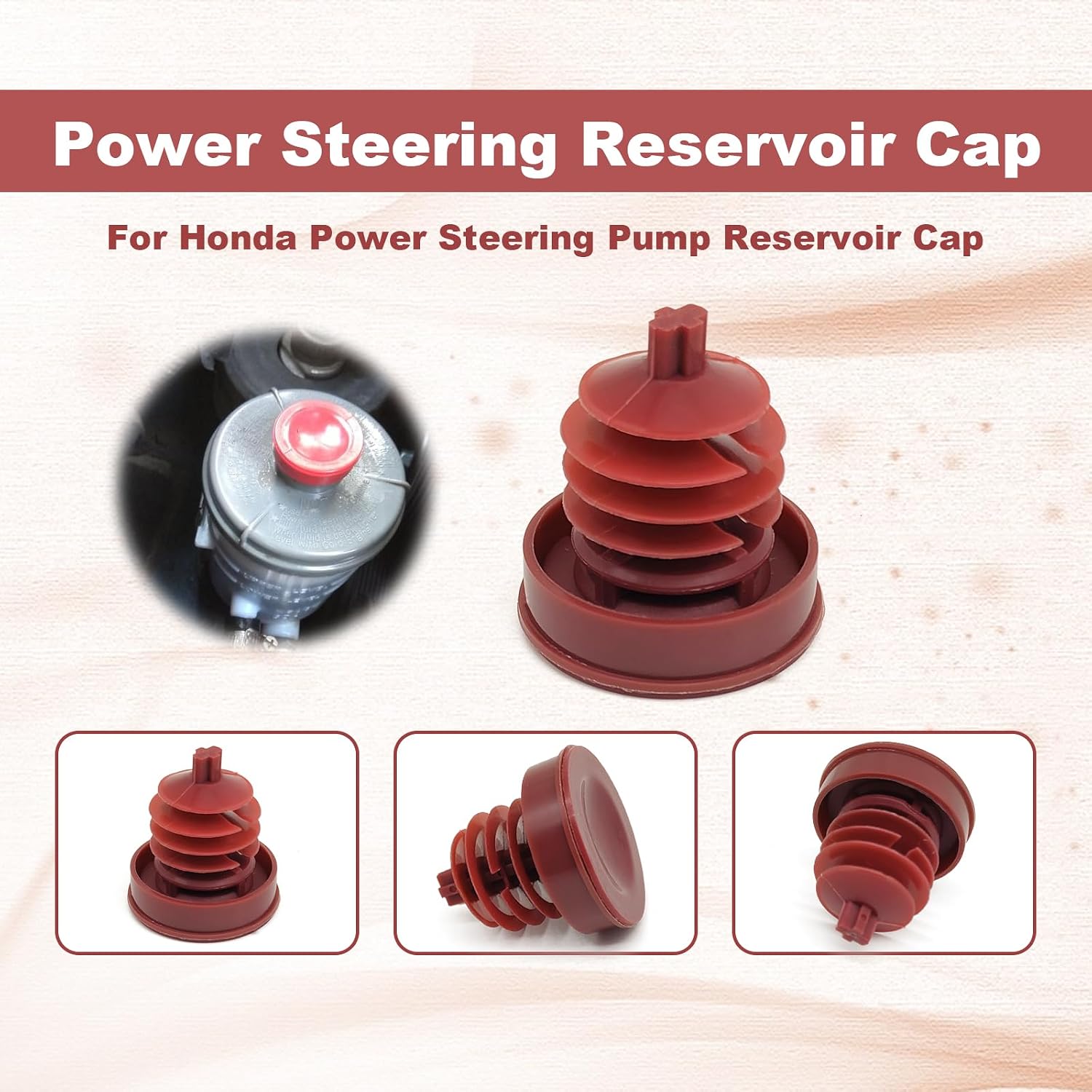 Hydraulic Power Steering Pump, Power Steering Pump Reservoir Cap Plug Cover, Red Reservoir Cap Plug Cover Compatible with Honda for Acura (Pack of 2)