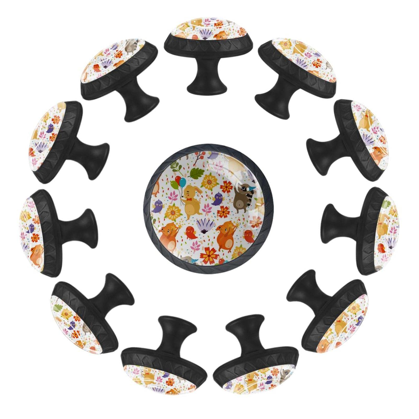Bouton de tiroir animaux heureux commode lot 12 poignées fleurs 35mm