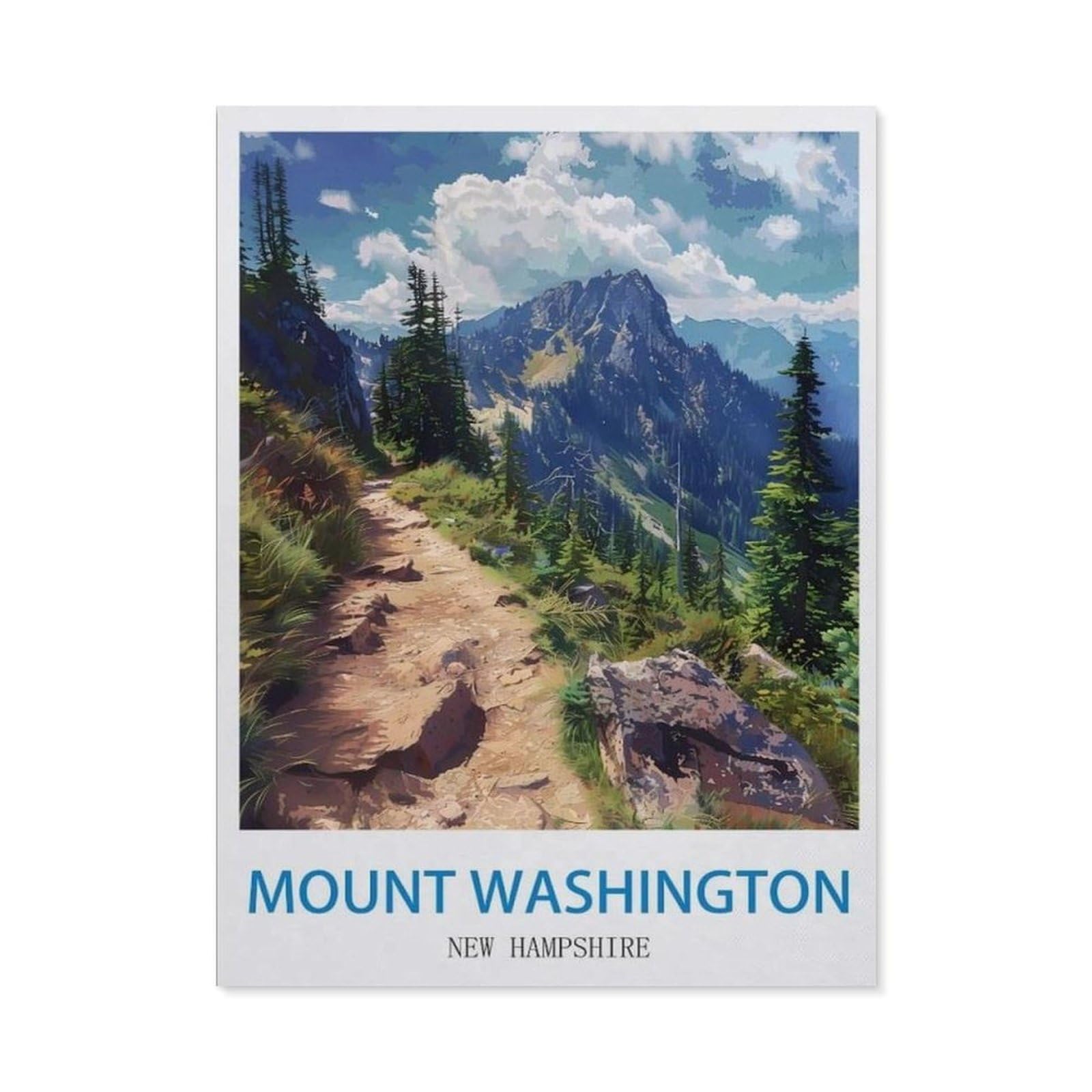 Metal Tin Sign，Mount Washington New Hampshire，Tin Sign Vintage Rustic Decor Cave Coffee Shop Bar Bedroom Home Wall Decor Nostalgic Tin Sign(15x30cm）6x12 inch-EC73