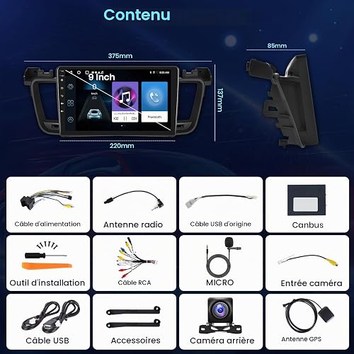 Fuluku 9'' Android 15 Autoradio per Peugeot 508 2012-2016 radio mit 2+64GB - 7
