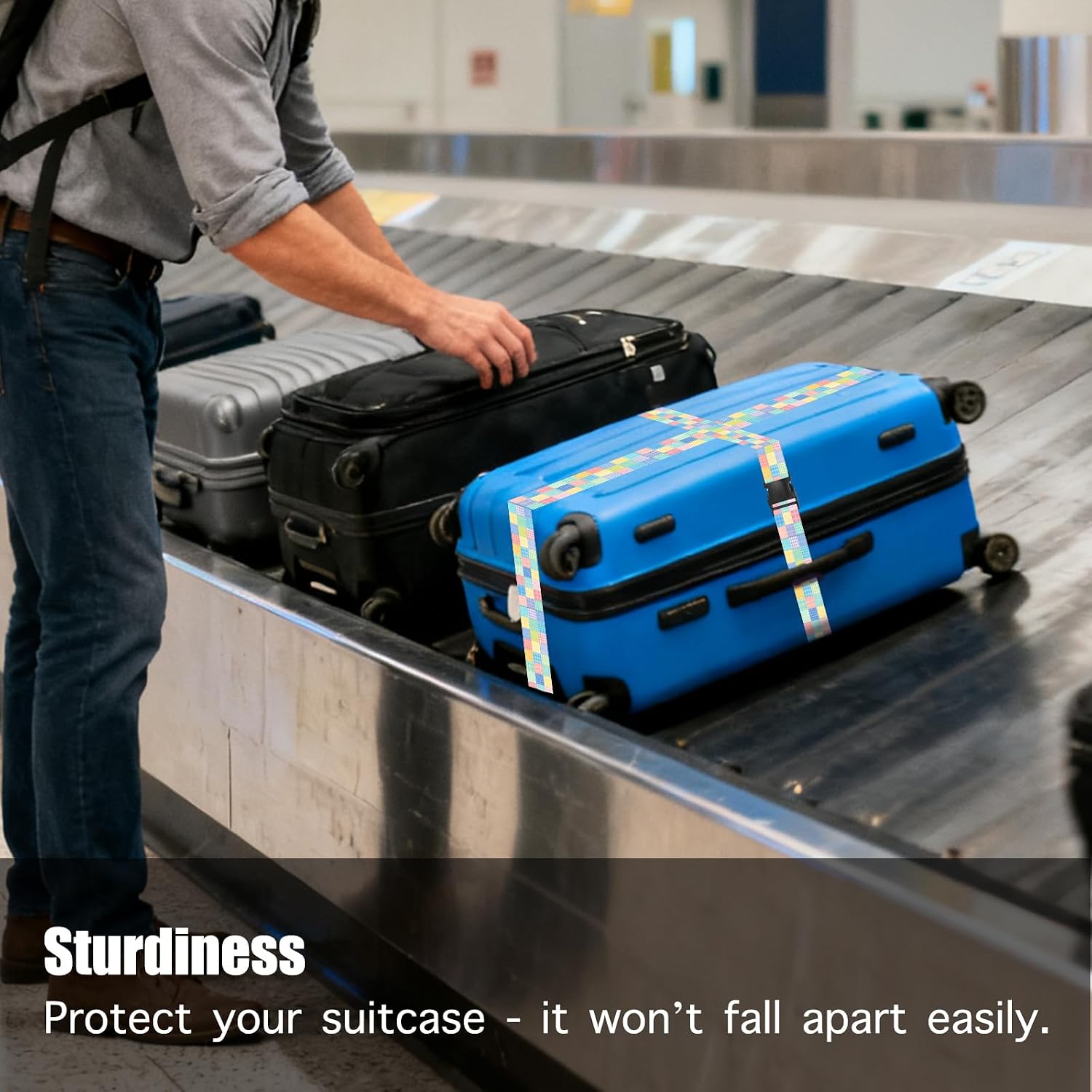 Nuxovilar Luggage Straps Set for Suitcase 1.96x90.5in Polyester image 5