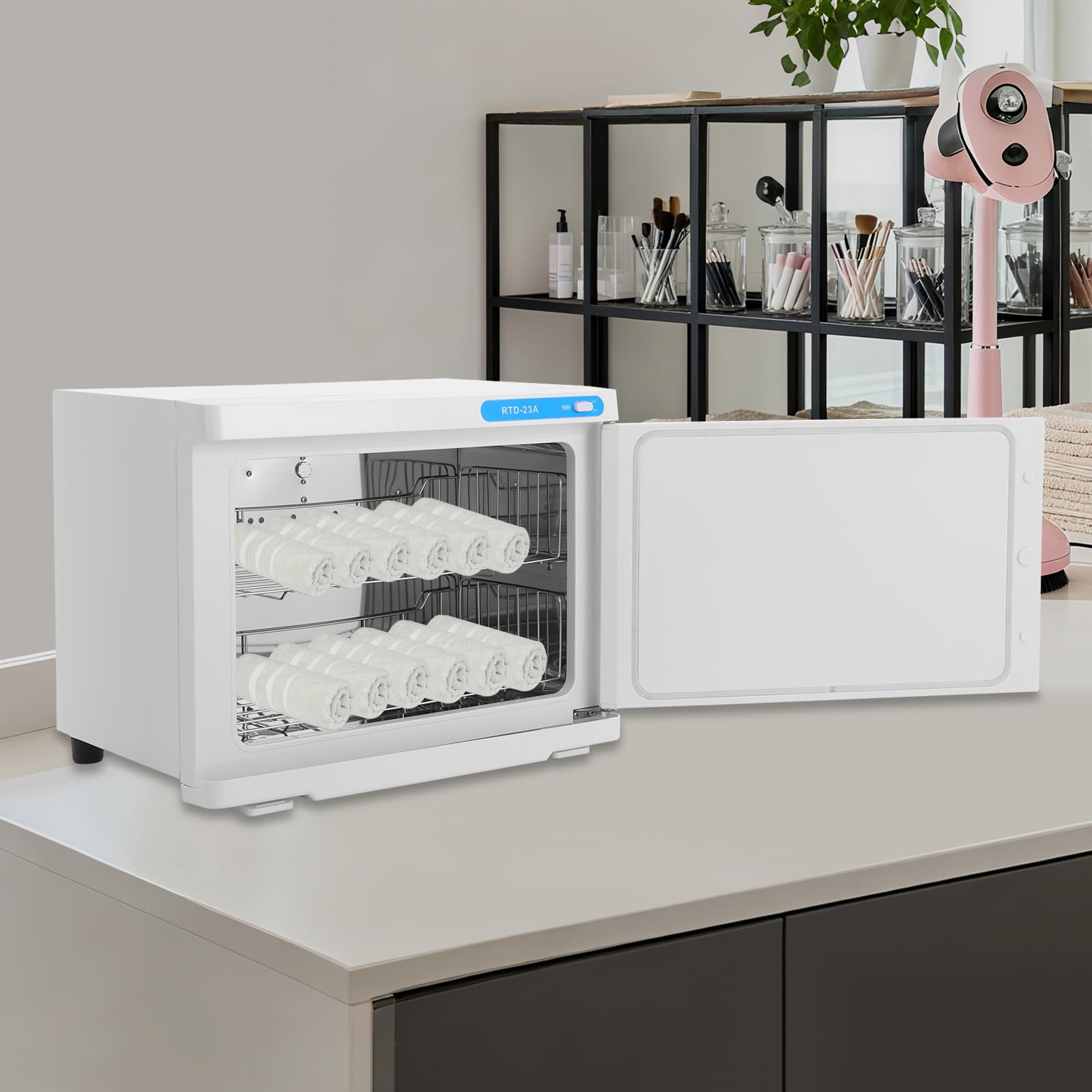 Handtuchwärmer, 200W Handtuchheizschrank, 23L Kapazität (Weiß) | Elektrischer Handtuchwärmer, Edelstahl, desinfizierend, über 70°C, freistehend, für Salon, Hotel, Zuhause