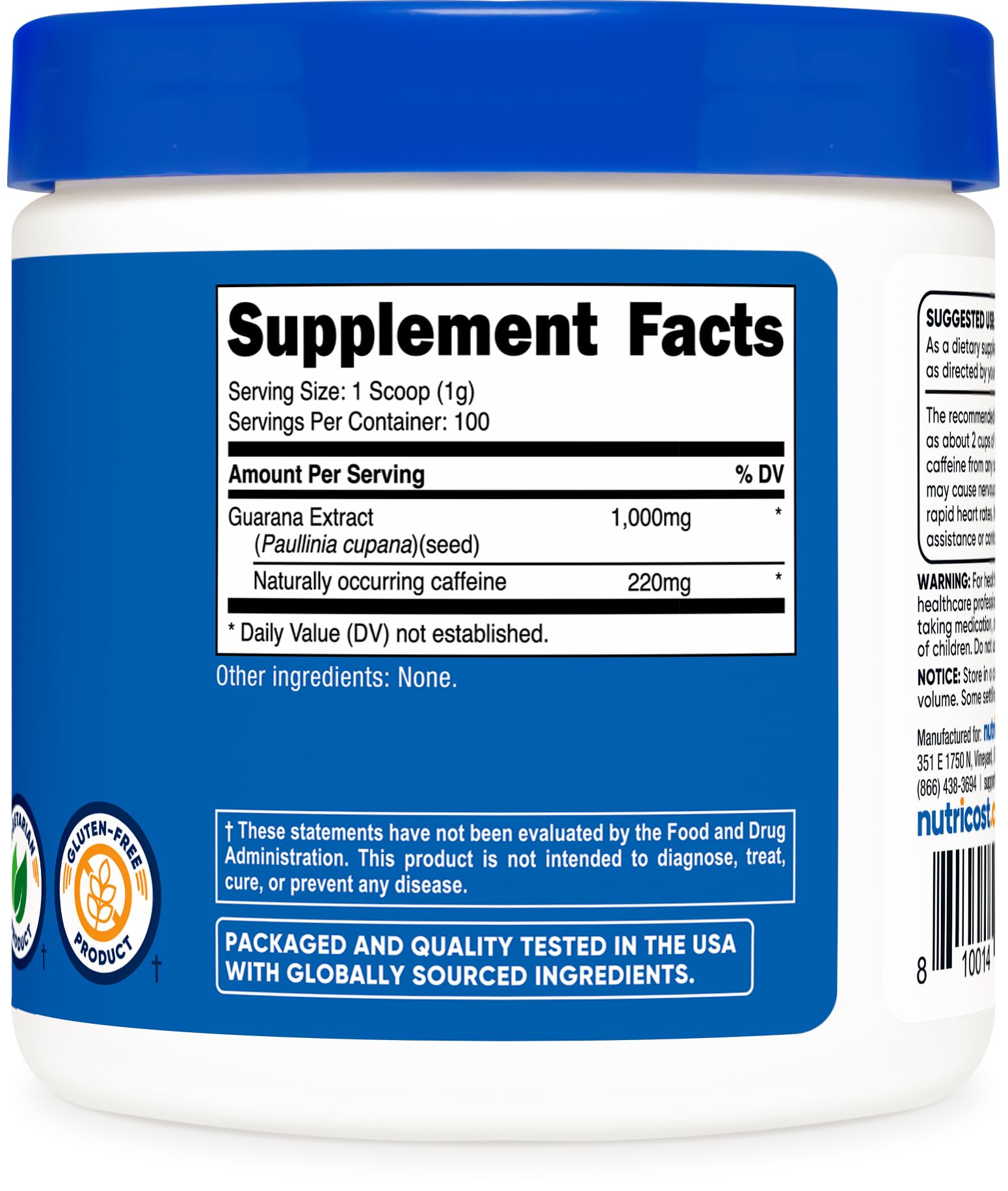Nutricost Guarana Extract Powder 100 Grams Per Bottle — Amazon image 5
