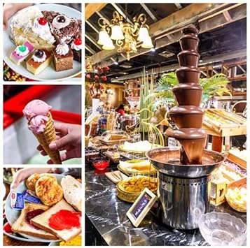 Chocolate Fondue Fountain 4/5/6/7 Tier Chocolate Fountains ,Large Chocolate Fondue Tower Stainless Steel Hot Chocolate Waterfall for Cake Shop,Hotel,House,Restaurant(4 Tier)