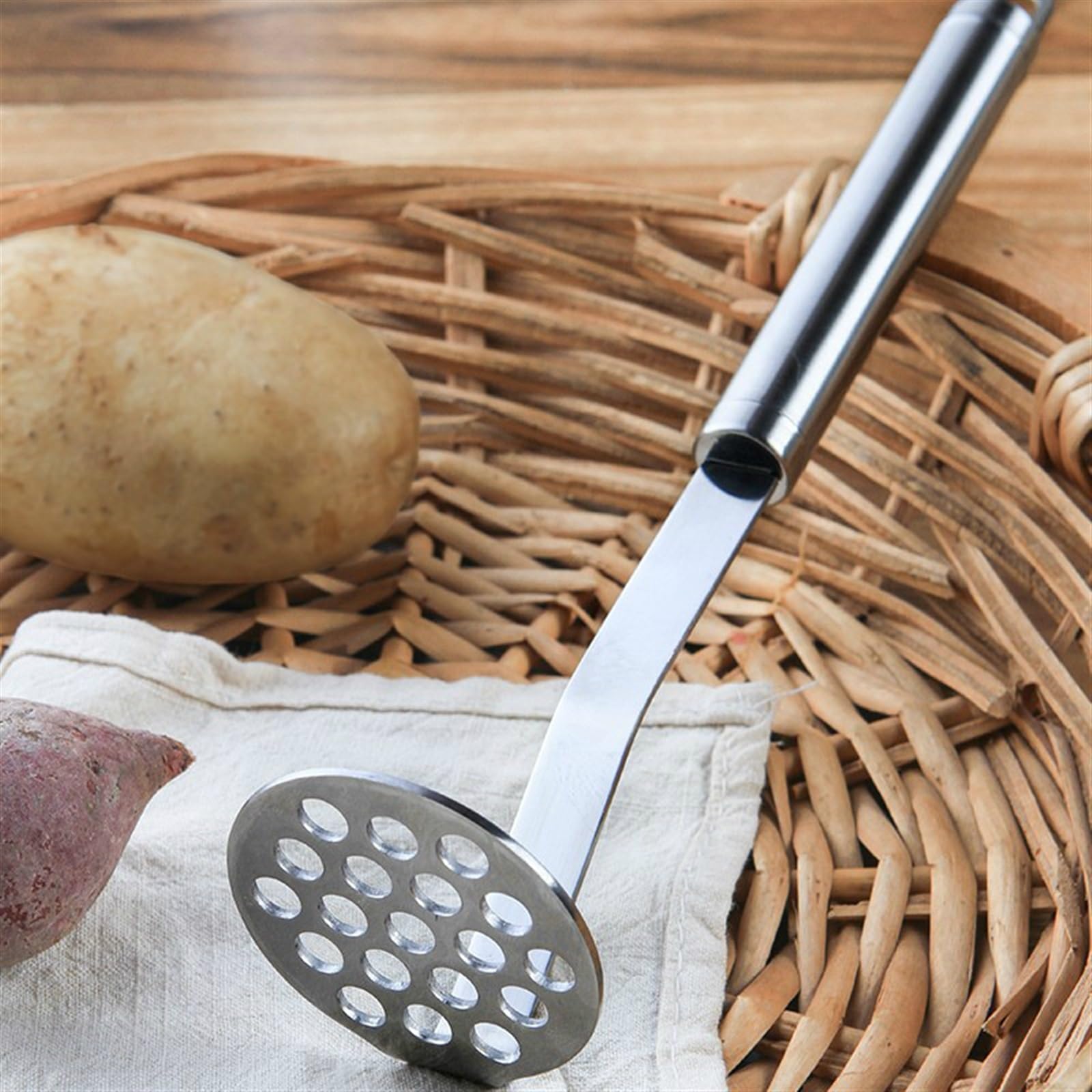 BIVOO Kartoffelstampfer aus Edelstahl, verdickte Kartoffeln, Schlammpresse, manueller Brecher, Küche, Obst, Gemüse, Schneidwerkzeuge (Color : Wavy)