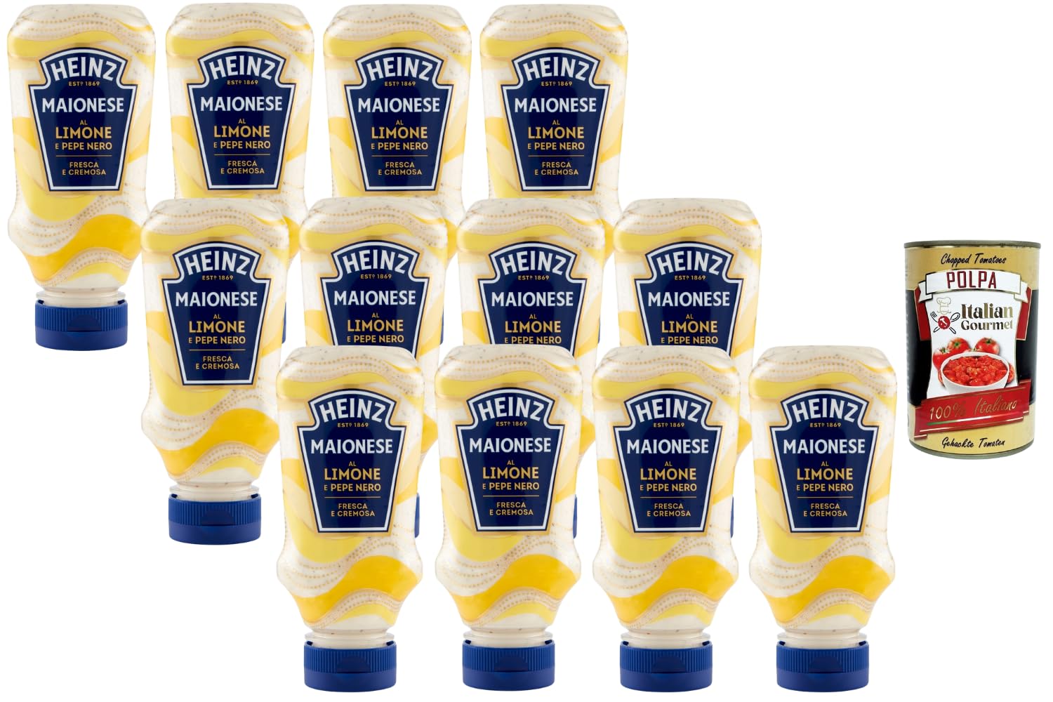 Italian Gourmet Zitronen-Mayonnaise mit Schwarzem Pfeffer – Frische & Cremige Sauce, Ideal für Fisch Fleisch Sandwiches & Salate – Vorteilspack 12×220 g