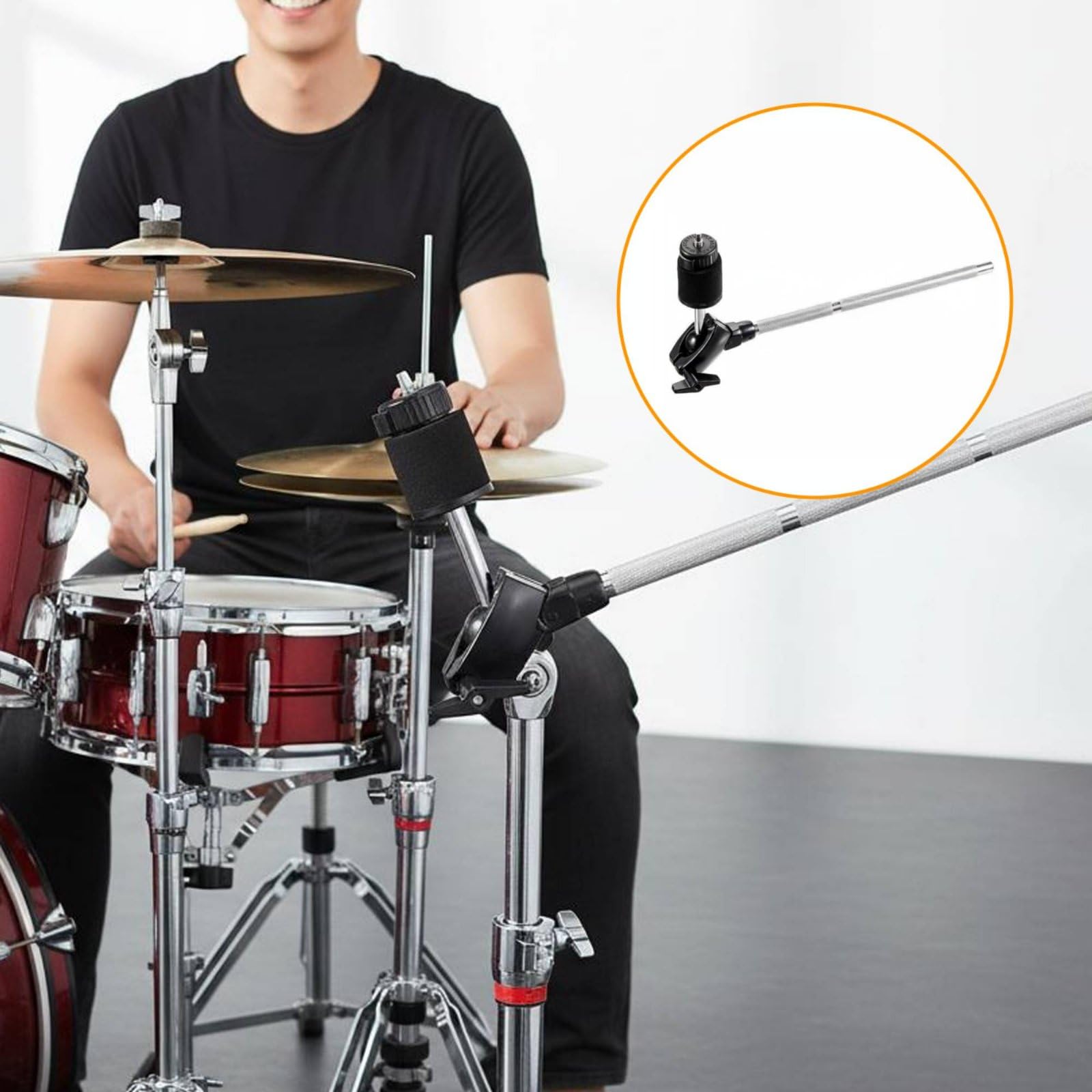 Morsetto di Estensione per Batteria Braccio per Piatti Supporto Asta Staffa Aggancio Accessorio Drum in Metallo Stabile E Robusto Adatto per Concerti Sala Prove, Rosso
