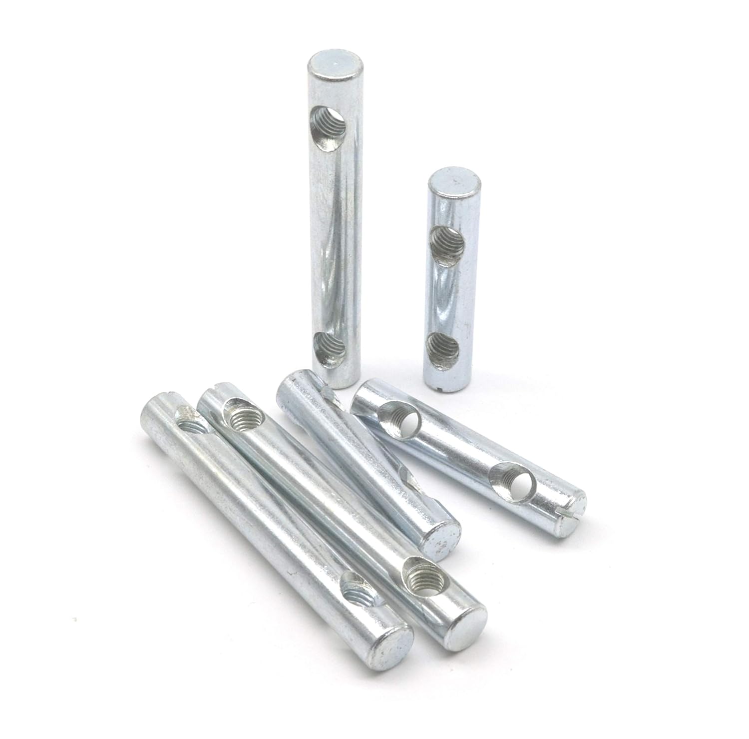 cSeao 6pcs Dual Holes M8 Barrel Nut Cross Dowels Slotted Nut for Furniture Beds Headboard Cribs