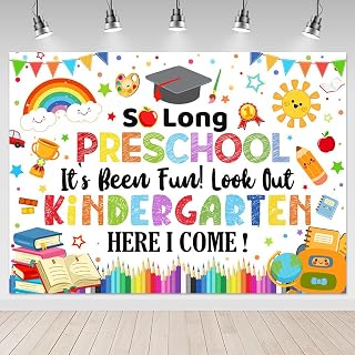 Mocsicka Preschool Graduate Backdrop - Kindergarten Here I Come Preschool Grad Graduation Decorations, Class of 2026 PRE-K Graduation Party Decorations (7x5ft)