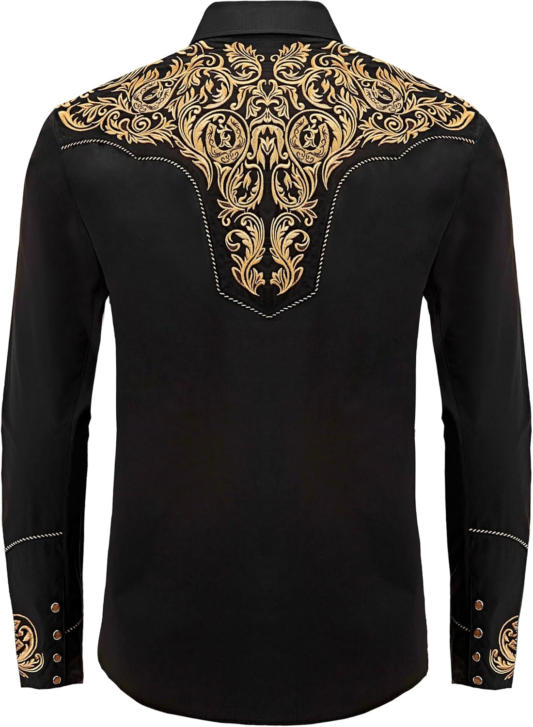 Men's Western Cowboy Shirt Embroidered Long Sleeve Casual Button Down Shirt - Image 5