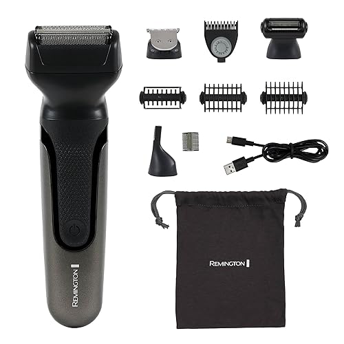 Remington ONE Shave & Groom - Maquinilla de afeitar eléctrica multiherramienta para hombres, afeitadora de aluminio con 4 accesorios de tamaño